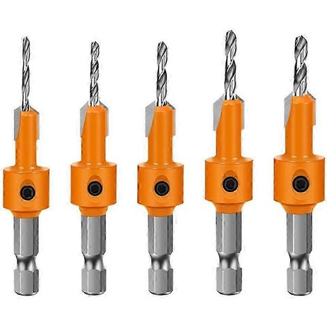 Ensemble de 5 fraises à tête fraisée en acier rapide à queue de 8 mm, extracteur de vis et outil de démontage compatibles avec les fraises à bois de 2,5 à 3,5 mm. (1/5)
