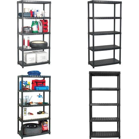 Étagère de rangement à 5 niveaux Noir 91,5x45,7x185cm Plastique - Étagère De Rangement - Étagère Industrielle - Meuble De Rangement - Stockage Vertical - Organisation Maison - Home & Living (1/5)