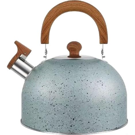1 Bouilloire sifflante,acier inoxydable 201,fond plat,poignée en bois,cuisinière à gaz et induction,famille (1/4)