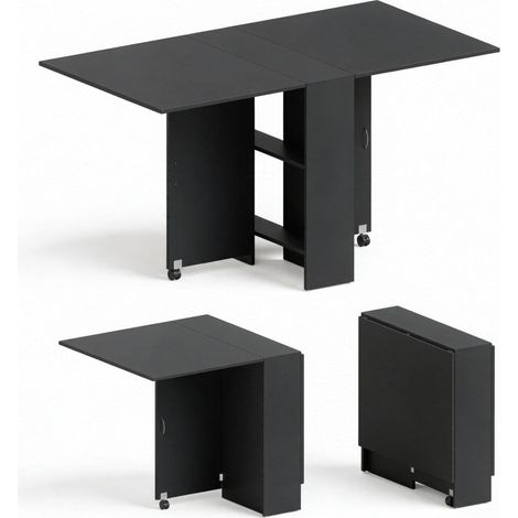 Tavolo da pranzo allungabile pieghevole con ruote nero 75 x 140 x 74 cm MODENUIT (1/3)