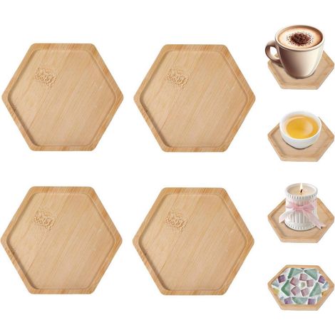 Bambus Untersetzer Sechseckig für Kerzen & DIY Mosaik, Holz Deko (1/4)