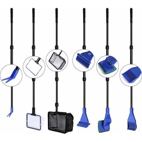 Aquarium 6 en 1 Kit de Nettoyage, râteau de Gravier, Outil de Nettoyage d'algues (1/5)