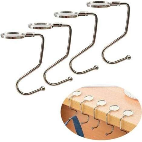 Set mit 4 Tischhaken zur Aufbewahrung von Handtaschen, rutschfester Handtaschenhalter, Taschenhaken, Metall-Handtaschenhalter für Handtaschen, Schmuck, Halsketten