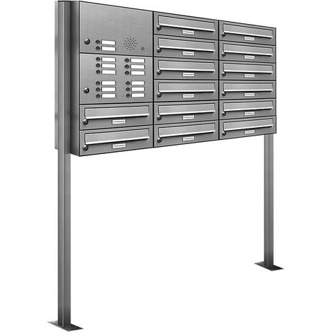 14er Edelstahl Briefkasten Standanlage Freistehend mit Klingel (1/5)