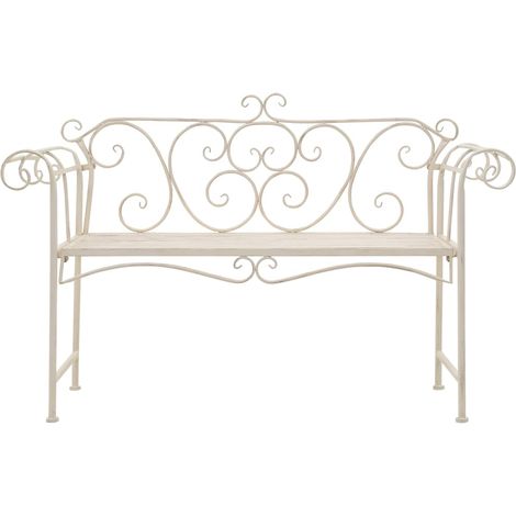 Maison Exclusive - Banco de jardín metal blanco envejecido 132 cm (1/5)
