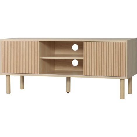 Meuble TV Meuble TV support TV pour télévision jusqu'à 50 pouces 2 portes coulissantes et 2 niches avec passe-câbles - 115 x 40 x 49 cm (1/5)