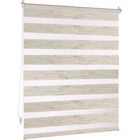 Store Enrouleur Double 90 x 230 cm - Lin Translucide Et Occultant - Réglage Lumière Jour Nuit - Montage Sans Percer Pour Fenêtre (1/5)
