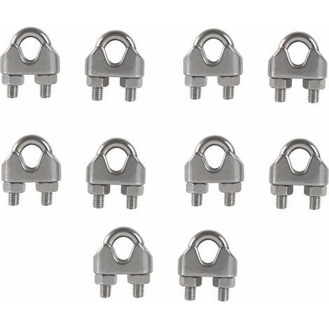 Abrazaderas de cable M8, perno en forma de U, clip de cable de acero inoxidable 304, abrazadera de cable tipo silla de montar, clips de cable de alambre para tendedero exterior, 10 unidades. (1/5)