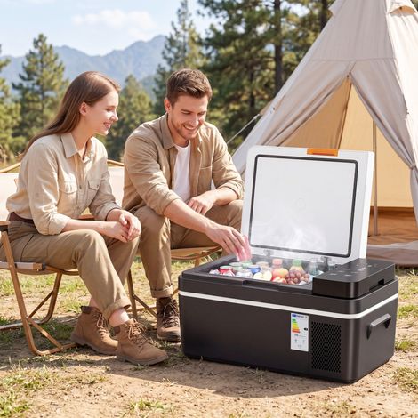 Glacière à compresseur 20L -20℃-20℃ électrique avec application de contrôle, éclairage LED, port USB et protection de la batterie