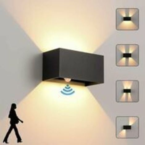 SABIR Applique Murale intérieur/Extérieur avec Détecteur de Mouvement,LED 24W Moderne Luminaire Murale,Éclairage Mural Etanche IP65 3000K blanc chaud,Appliques Murales avec Angle de Faisceau Réglable, (1/5)