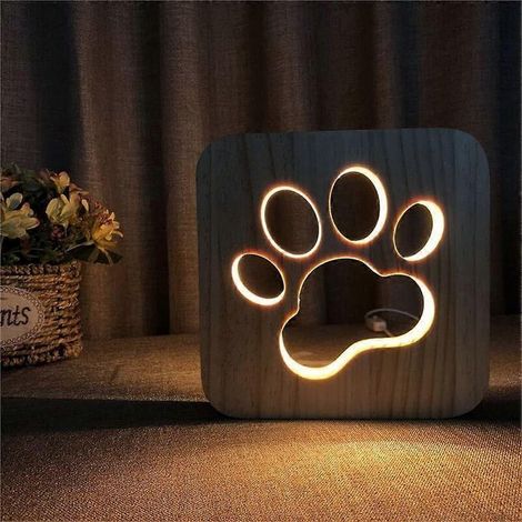 Veilleuse 3D créative et mignonne avec cadre en bois, alimentation USB, lumière blanc chaud, idéale pour les enfants, lampe de table, décoration pour la chambre d'enfant, cadeau pour filles, garçons e (1/5)
