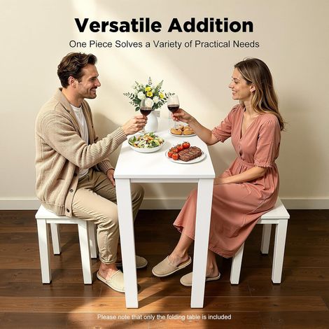 Table à manger pliante murale - Table de cuisine pliante - Peu encombrante - Charge maximale : 60 kg - Pour salle à manger, chambre à coucher, bureau, etc - Blanc 754074cm (1/5)