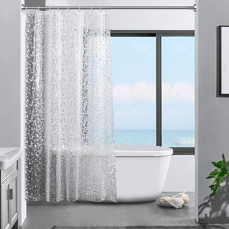 Rideaux de Douche EVA 3D Motif de Pierre, 120 x 180 cm Rideau de Bain Semi Transparent Étanche Anti-Moisissure, Rideau de Salle de Bain avec 8 Anneaux pour Douche à Domicile ou Baignoire (1/5)