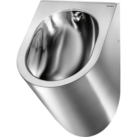 Urinoir Delabie DELTA raccordement arrière. Écrou en acier inoxydable 1.4301, extérieur satiné, intérieur poli