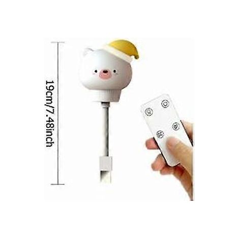 Veilleuse LED USB pour enfants, lampe de chevet mignonne avec télécommande, motif ours, idéale pour décorer la chambre de bébé ou d'enfant. Cadeau de Noël. (1/4)