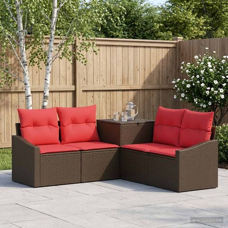 vidaXL Ensemble de Canapés 5 pc Marron et rouge (1/4)