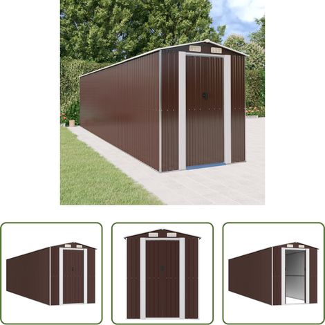 vidaXL Poolzubehör - Geräteschuppen Dunkelbraun 192x772x223 cm Verzinkter Stahl (1/5)