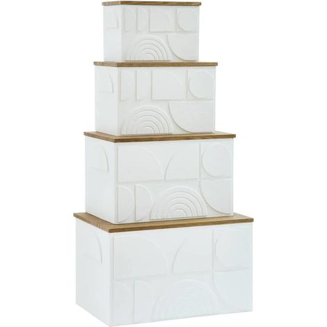 Lot de 4 Malles Design "Catalina" 54cm Blanc (1/3)
