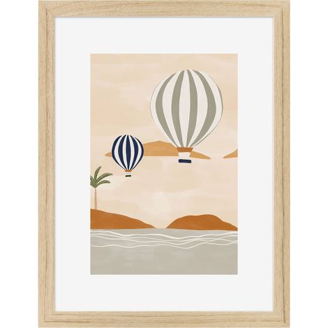 Image encadrée Montgolfière 30x40 cm recyclable, visuel imprimé sans solvant - fabriqué en France (1/4)