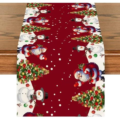 Chemin de table pour les fêtes, décoration de table de cuisine, nappe, couvre-table basse - 180 x 30 cm (polyester) - 9