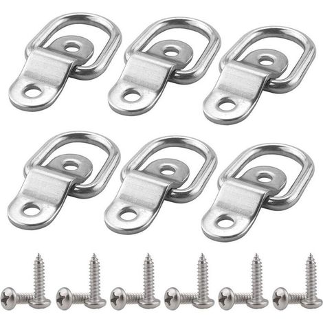 6 Pcs Anneaux Arrimage en Acier Inox D Anneau de Fixation avec Vis pour Remorque Bateaux Voiture Cargaison Autos Camions (1/5)