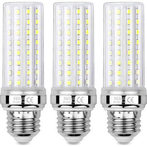 3er-Pack 20-W-LED-Maisglühbirnen, entspricht 150 W, 6000 K Kaltweiß, E27-Edison-Schraubbirnen
