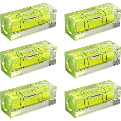 Lot de 6 mini niveaux à bulle, libellules en boîte 15 × 15 × 40 mm, mini niveau à bulle pour camping, caravane, appareils photo, images fixes et plus encore, niveau à bulle en acrylique (1/5)