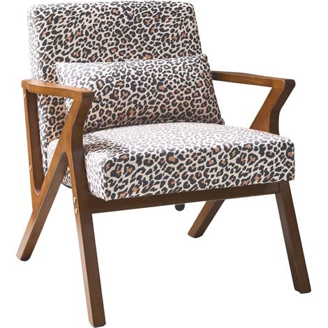 sweeek - Skandinavischer Sessel aus Hevea-Holz mit Leopardenmuster