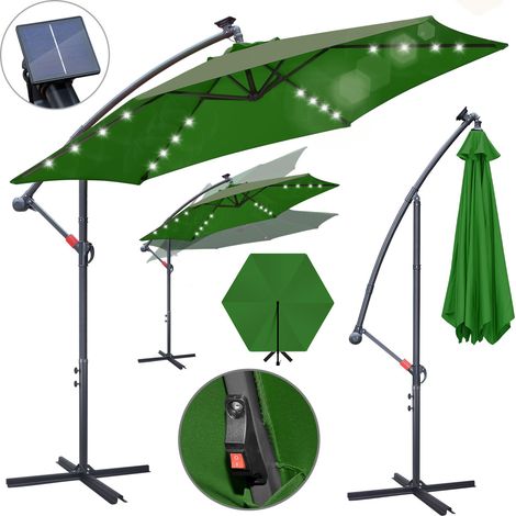 Wolketon Sonnenschirm 3m Grün mit LED – Für Garten, Terrasse & entspannte Abende im Grünen