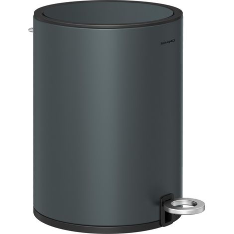 Poubelle 3L, Poubelle de Salle de Bain, Petit, avec Couvercle, Fermeture en Douceur, Seau Intérieur Amovible en Plastique, pour Salle de Bain, Bureau, Acier, Gris Verdâtre LTB011G02 (1/5)