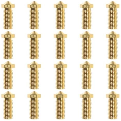 20pcs 0.8mm Volcanic Brass 3D buse pour V5 V63D imprimante, extrudeuse jet de tête d'impression (1/5)