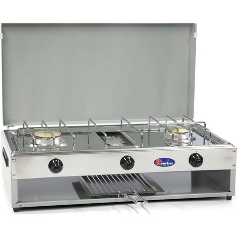 CFParker Fornello a Gas 2 Fuochi Gpl / Metano con Valvola di Sicurezza mod. 552RSG - Fonte di alimentazione: Metano