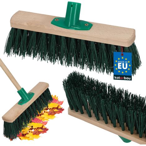 KOTARBAU® Balai Brosse - Bois de Hêtre - 30 cm - Vert - Balai Extérieur - Brosse pour Terrasse - Poils Durs - Sans Manche (1/5)