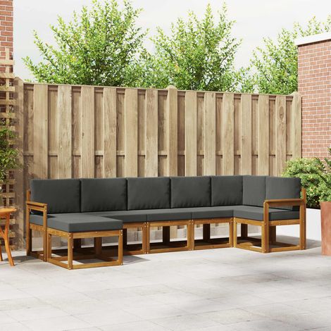 Outdoor-Sofagarnitur mit Kissen 7 pcs Natur und Anthrazit