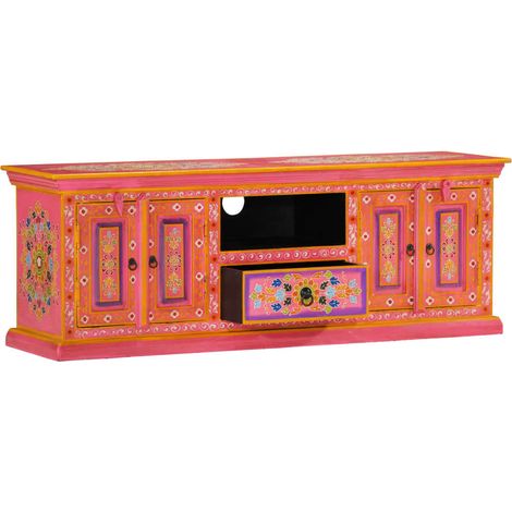vidaXL Mobile Porta TV Rosa 110x30x40 cm in Legno Massello di