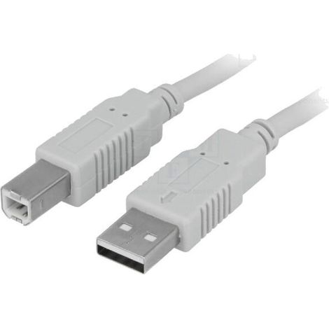 Cable USB 2.0 USB A prise male USB B prise male 5m - Gris clair