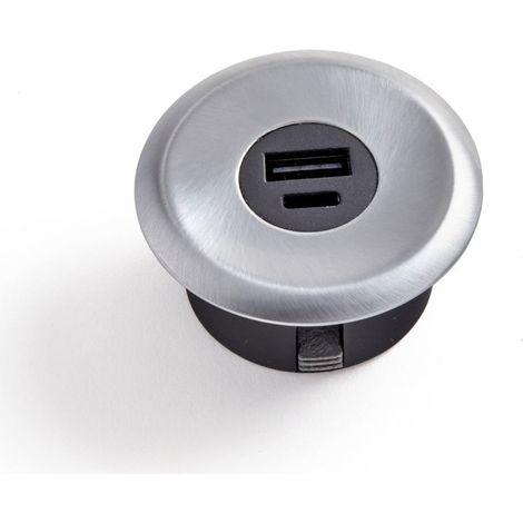 Bloc prise a encastrer USB-A et USB-C Finition Inox Brossé A50IB Msa France (1/5)