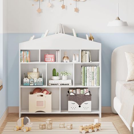 étagère rangement jouets 8 cases blanche chambre enfant (1/5)