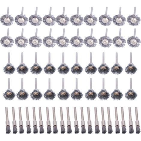 60Pcs Steel Wire Wheels Metal Grinding Pen Brushes Set Kit Accessories for Rotary Tool