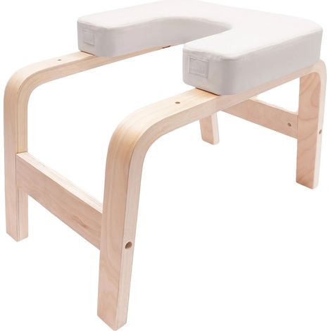 Panca da yoga, realizzata a mano, con base stabile, colore bianco sporco. (1/2)