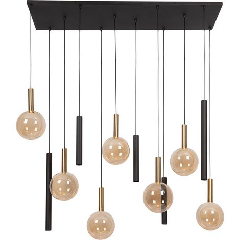 Lampe suspendue à 12 lampes Josiane noir avec or - 21441/12/62 (1/2)