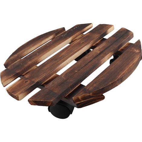 Rolling Wooden Plant Stand with Lockable Wheels for (1/5)