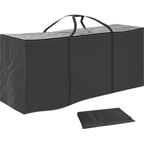 Sacca porta cuscini da giardino, fodera per cuscini da esterno in tessuto Oxford con manici, 175 x 55 x 75 cm, nero (1/5)