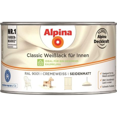 ALPINA Classic Weißlack, für Innen, Cremeweiß, seidenmatt, 300ml (1/2)