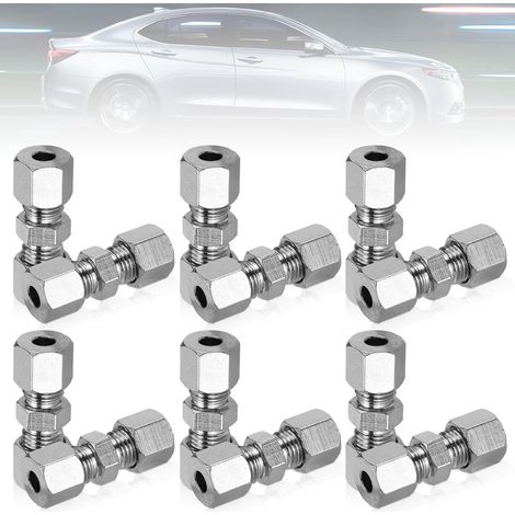 Lot de 12 Connecteur de Ligne de Frein de 3/16", Connecteur de Conduite de Frein 4,75mm, Connecteurs de Câble de Frein, pour le Remplacement du Métal du Câble de Freinage, pour Automobile (1/5)
