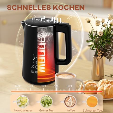 Ensemble petit-déjeuner bouilloire et grille-pain, 7 niveaux de dorure, chauffe rapide, inox et plastique, noir (1/4)