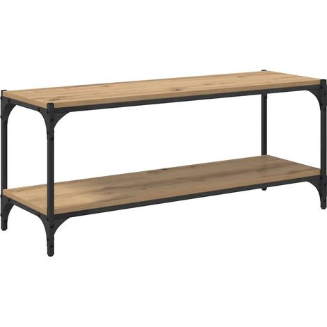 Mobile porta TV rettangolare rustico grande spazio di archiviazione 100 x 33 x 41 cm in legno rovere artigianale 020052700