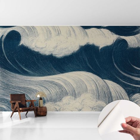 Carta da parati adesiva - lavabile - decorazione murale - per cucina - pellicola decorativa Onde del mare 416x254 cm (1/5)