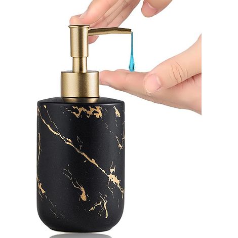 Distributeur De Savon - Céramique Texture Marbre - 300 ml - Pour Salle De Bains Douche Gel Douche - 1 Pièce (1/5)