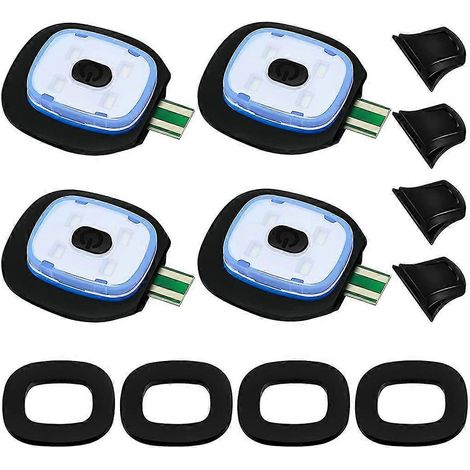 Lampe LED rechargeable USB pour bonnet en maille, lot de 4, modes d'éclairage fort, moyen et faible. (1/5)